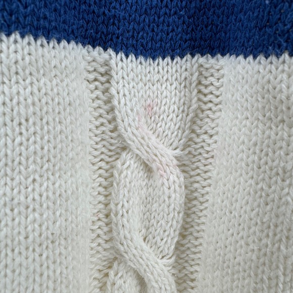 Reebok Vintage Cable Knit Sweater Vest White Blue Red Stripe V Neck Women's S/M - Picture 9 of 9